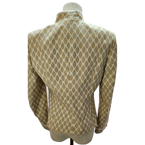 Vintage Talbots Petite Stretch Jacquard Mandarin Jacket Exquisite Design sz 8 P - Picture 4 of 6